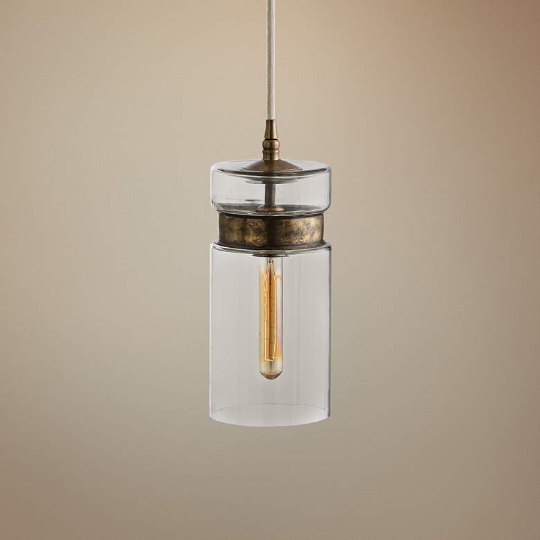 Image 1 Arteriors Home Garrison 6"W Brass and Glass Mini Pendant
