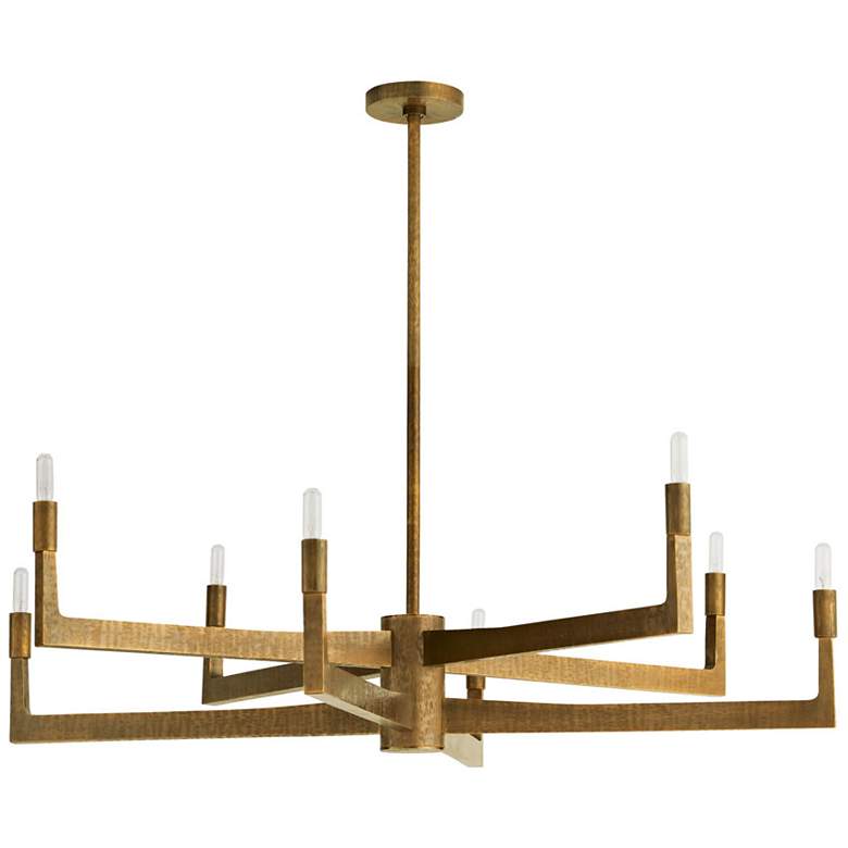 Image 1 Arteriors Home Griff 39 inchW Antique Brass 8-Light Chandelier