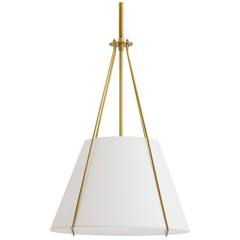 Image 1 Arteriors Home Heloise 18 1/2" Wide Antique Brass White Linen Pendant