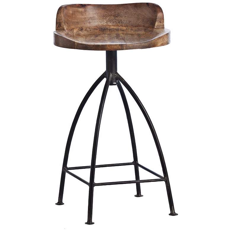 Image 1 Arteriors Home Henson 27 inch Swivel Wood and Iron Counter Stool
