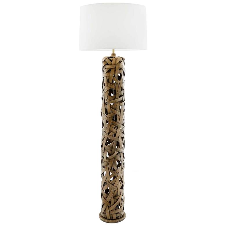 Image 1 Arteriors Home Horatio 71 1/2" Modern Palm Gray Rattan Floor Lamp