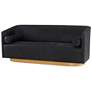 3_Arteriors Home Huxley 77" Wide Black Noir Faux Leather Modern Sofa more views