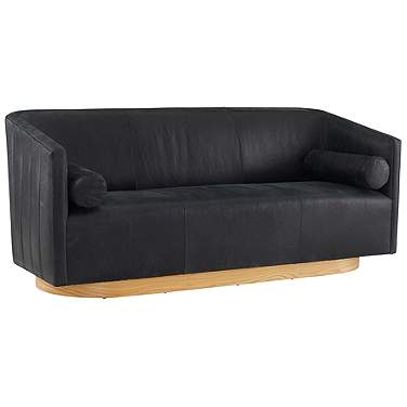 Arteriors Home Huxley 77" Wide Black Noir Faux Leather Modern Sofa