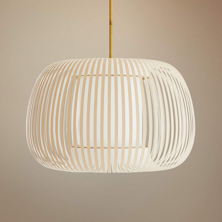 Image 1 Arteriors Home Mia 27" Wide Beige Striped Pendant Light
