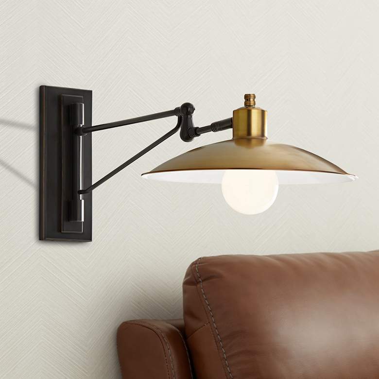 Image 1 Arteriors Home Nox Antique Brass Swing Arm Wall Lamp