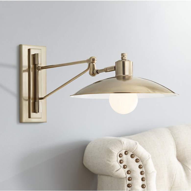 Image 1 Arteriors Home Nox Pale Brass Swing Arm Wall Lamp