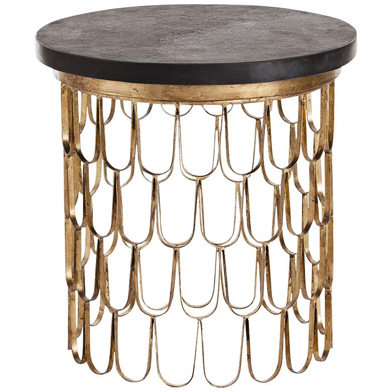 Image 1 Arteriors Home Orleans Gold Leaf and Marble End Table