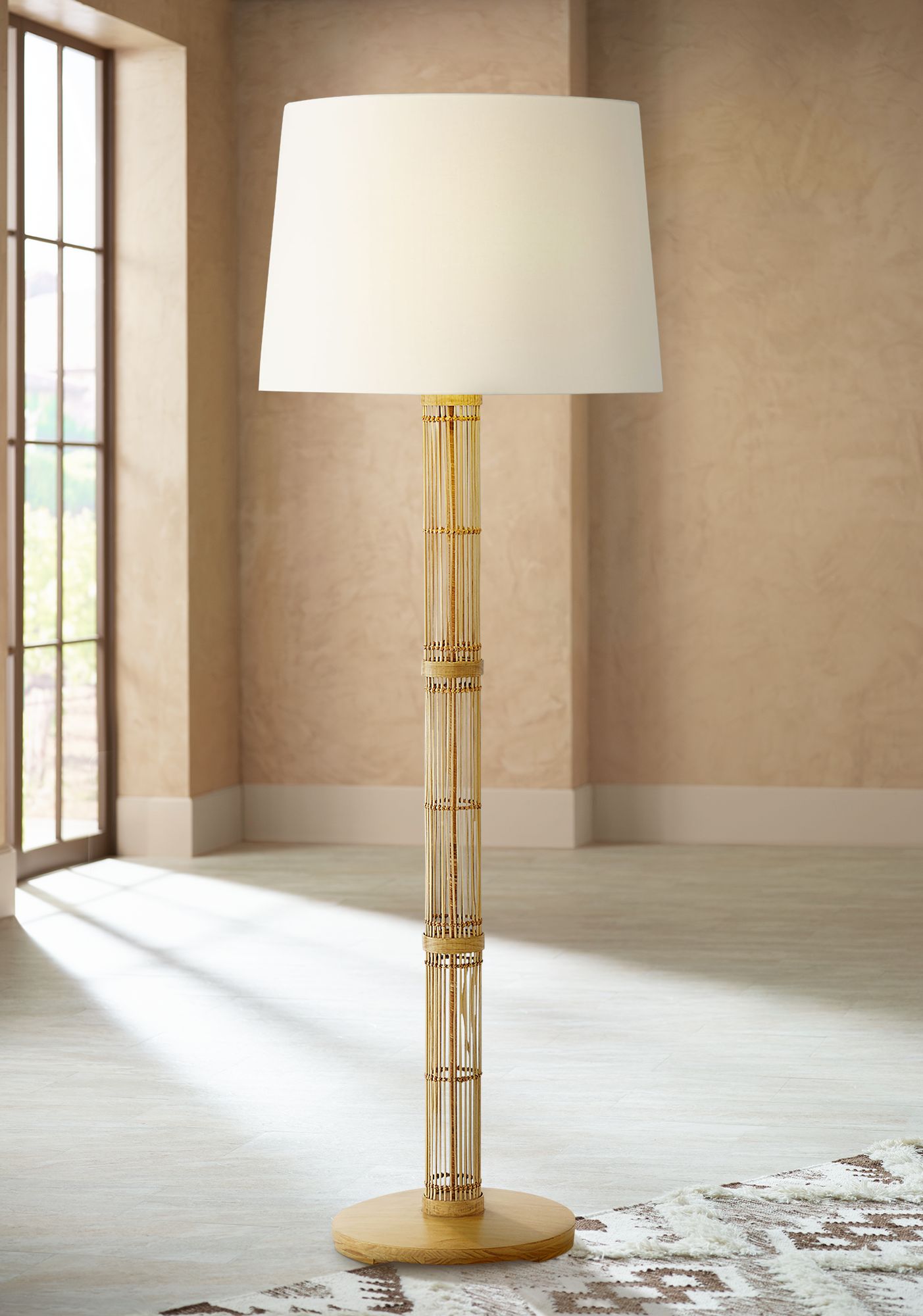 natural rattan floor lamp