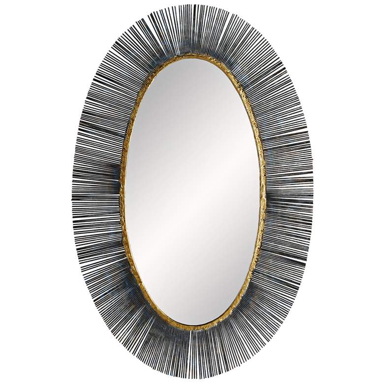 Image 1 Arteriors Home Perseus Black 24 1/2" x 38" Oval Wall Mirror