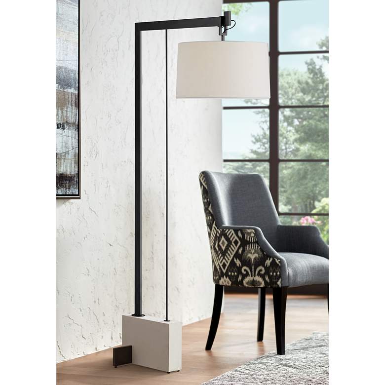 Image 1 Arteriors Home Piloti 76 1/2" High Black and Faux Marble Floor Lamp