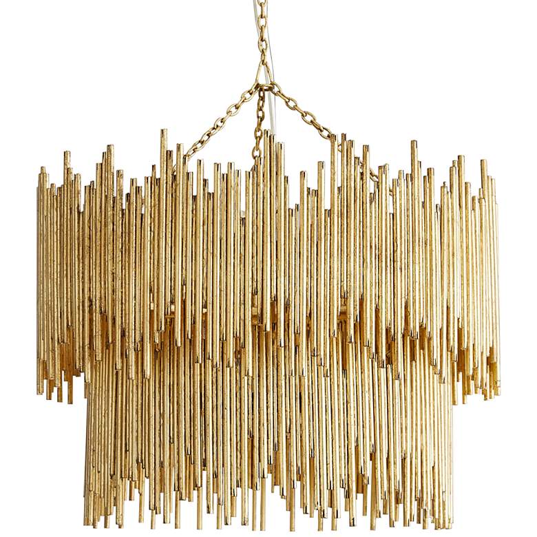 Image 2 Arteriors Home Prescott 28" Wide Gold Leaf Two Tiered Pendant