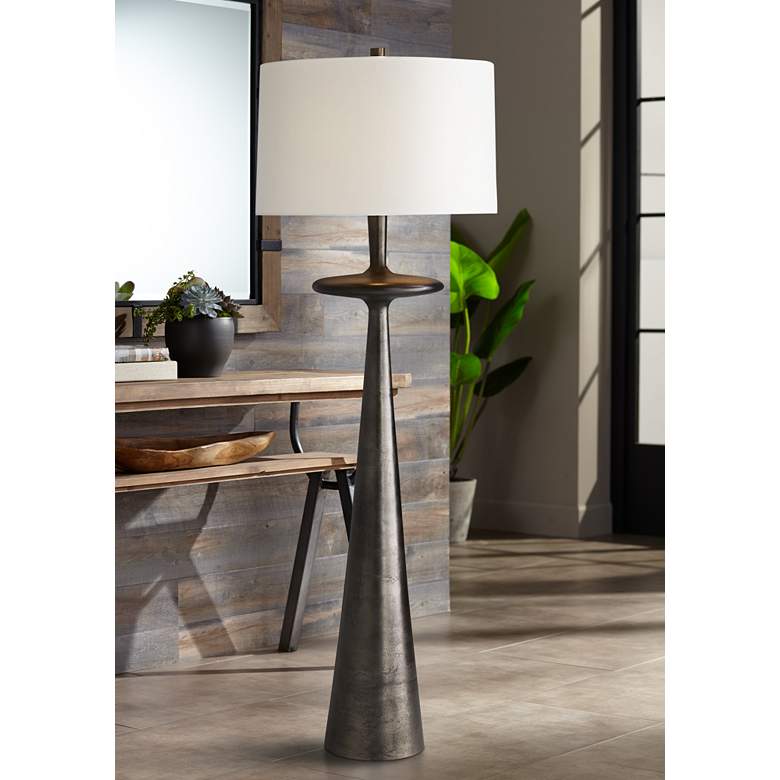 Image 1 Arteriors Home Putney 68" Antiqued Aluminum Finish Modern Floor Lamp