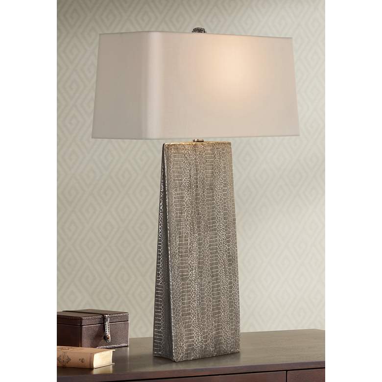 Image 1 Arteriors Home Ravi Tapered Snakeskin Gray Table Lamp
