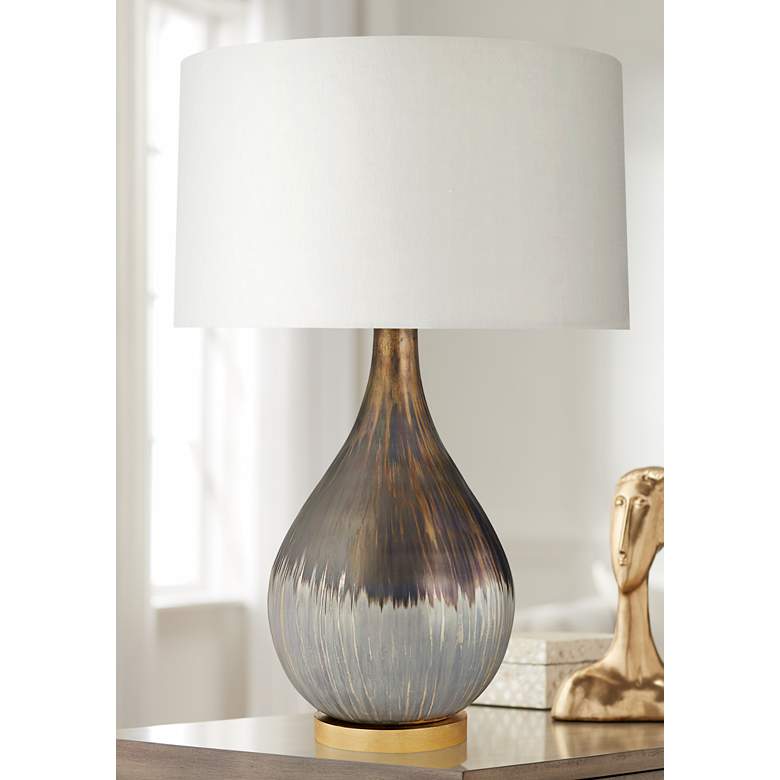 Image 1 Arteriors Home Romy 32 inch Satin Silvered Bronze Mercury Glass Table Lamp