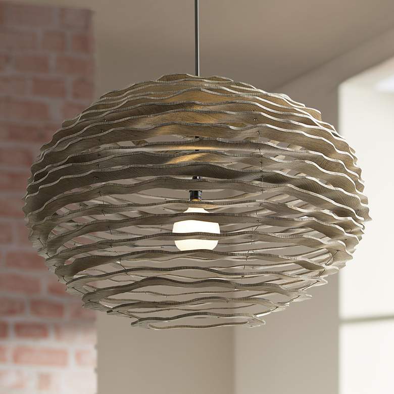 Image 1 Arteriors Home Rook 24 inch Wide Natural Wood Pendant Light