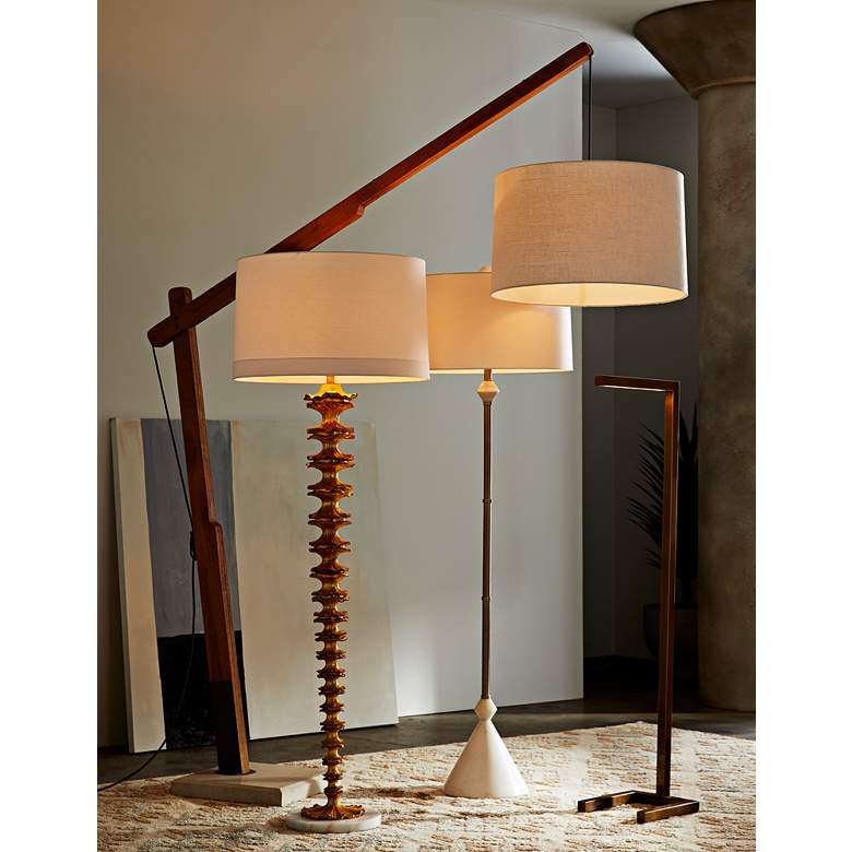 Image 5 Arteriors Home Salford 52" High Vintage Brass Metal Floor Lamp more views
