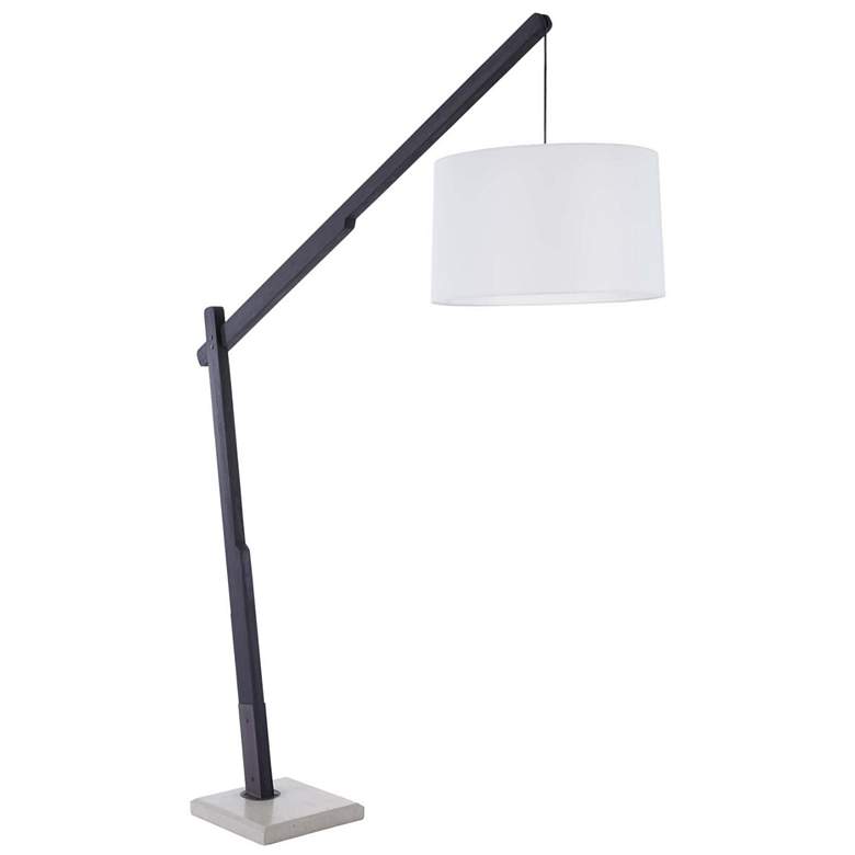 Image 1 Arteriors Home Sarsa 93" Teak Travertine Black Arc Arm Floor Lamp
