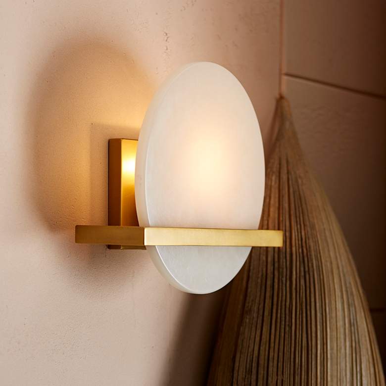 Image 2 Arteriors Home Savlon 10 inch High Gold and White Wall Sconce