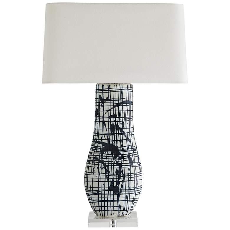 Image 1 Arteriors Home Thistle Patterned Indigo and White Table Lamp