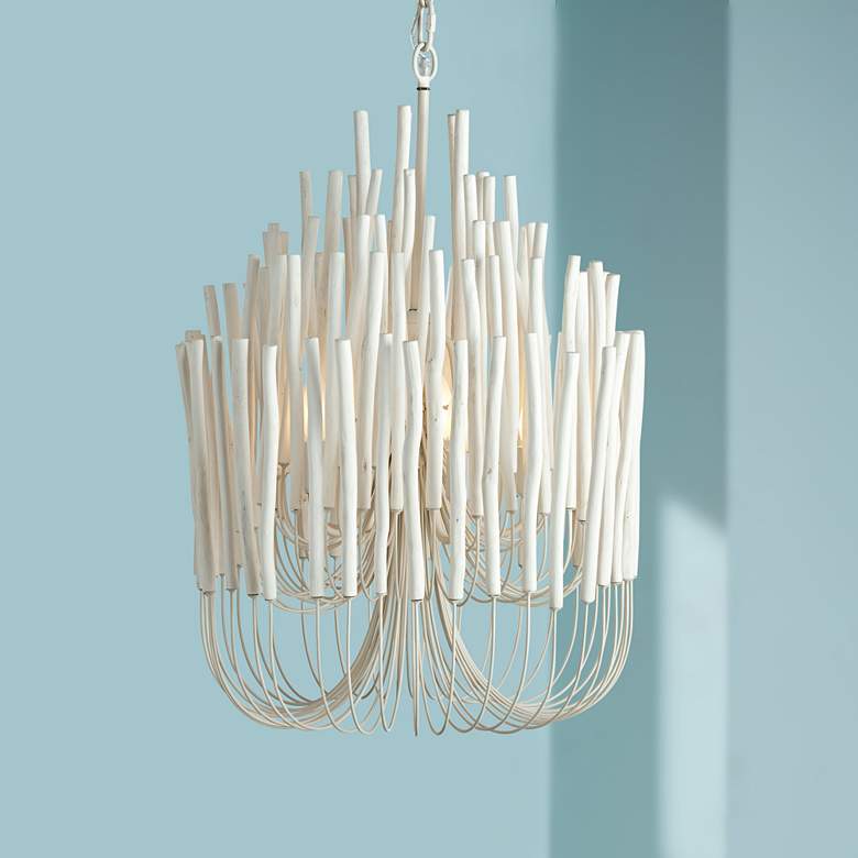 Image 1 Arteriors Home Tilda 21" Wide Whitewash Wood Chandelier