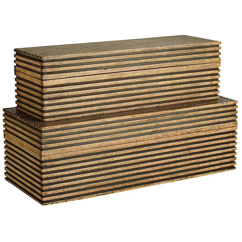 Image 1 Arteriors Home Trinity Light Brown Wood Boxes Set of 2