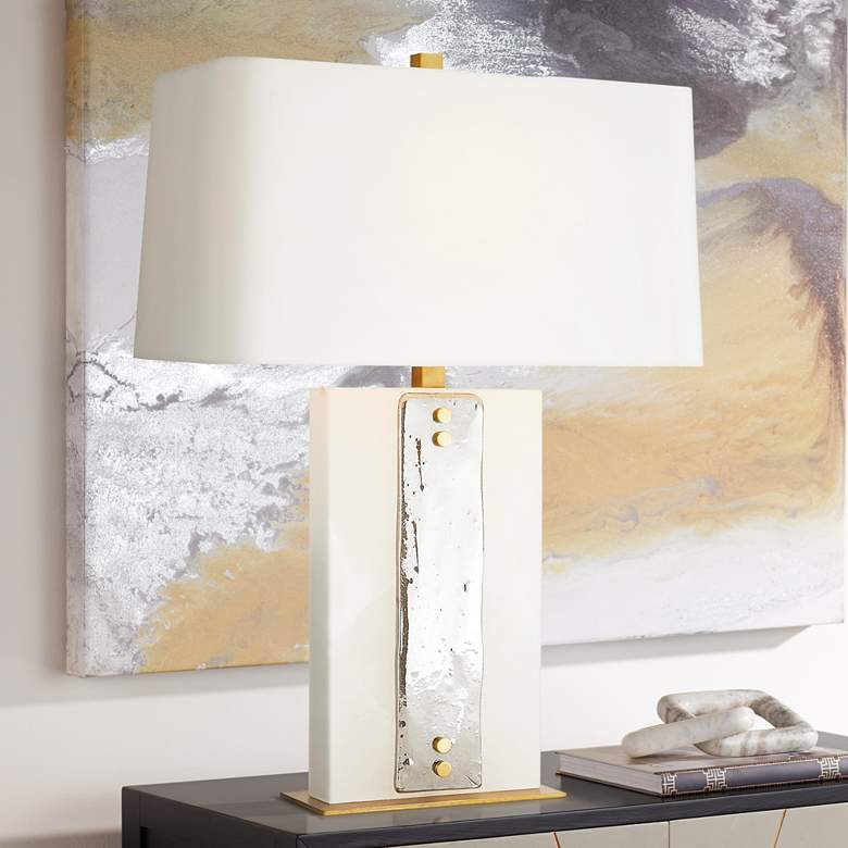 Image 1 Arteriors Home Uriah Snow Marble and Luster Glass Table Lamp