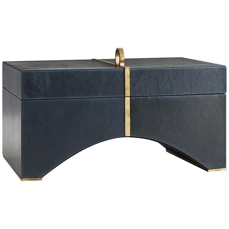 Image 1 Arteriors Home Victor 10" Wide Indigo Leather Box