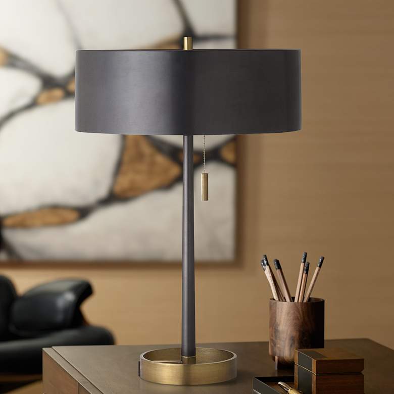 Image 1 Arteriors Home Violetta 23 inch Modern Black Metal Accent Table Lamp