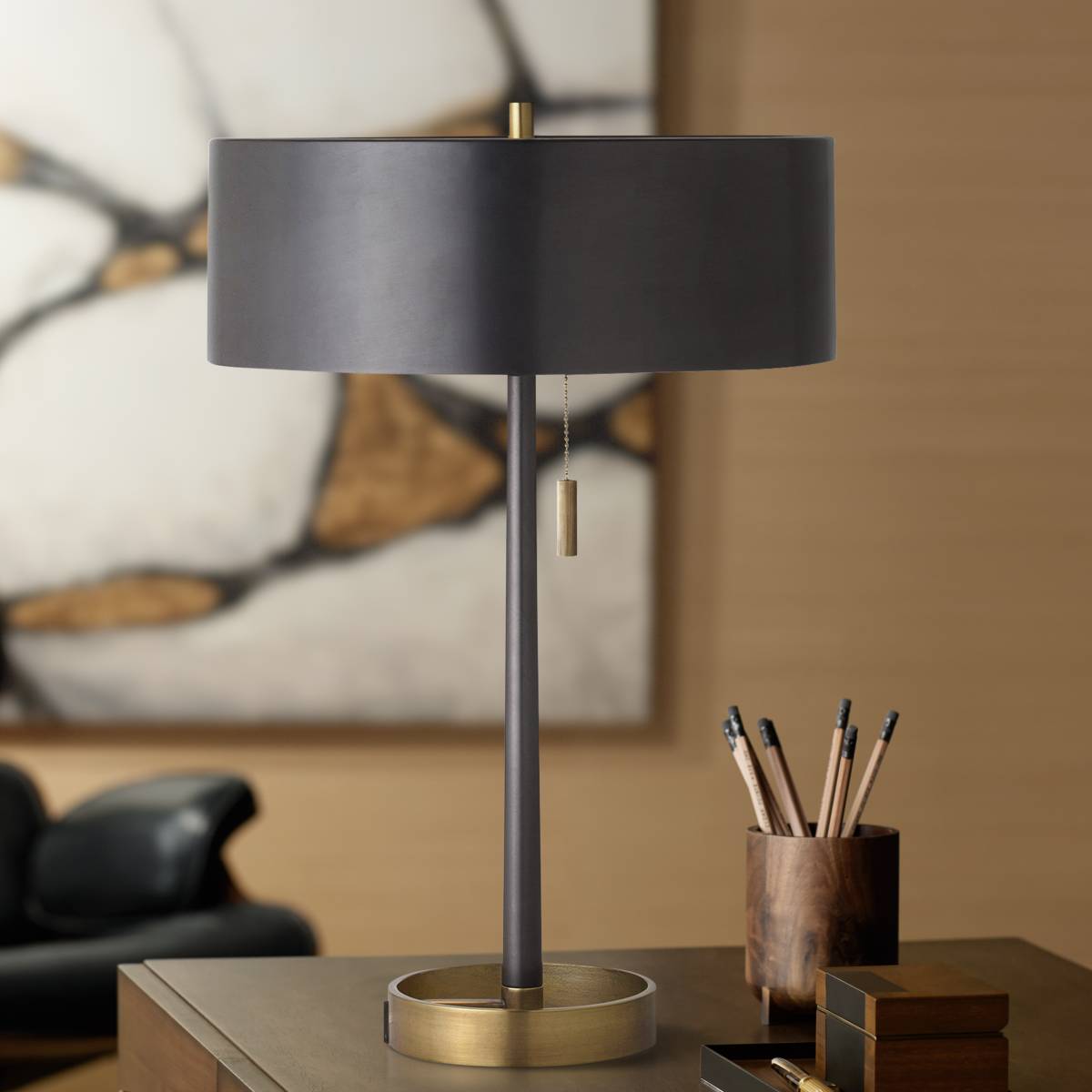 Pepin Brass Black Shade Table Lamp