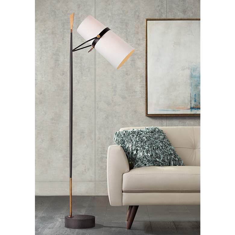Image 1 Arteriors Home Yasmin 69" High Black and Brass Modern Floor Lamp