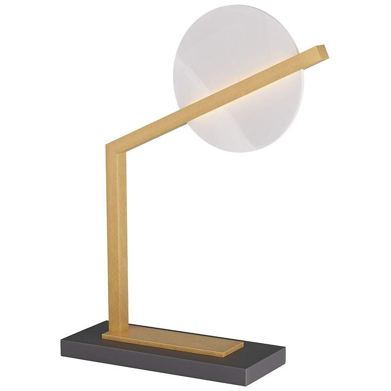 Image 1 Arteriors Home Zahar 20.5" Modern Disc Black and Brass Desk Lamp
