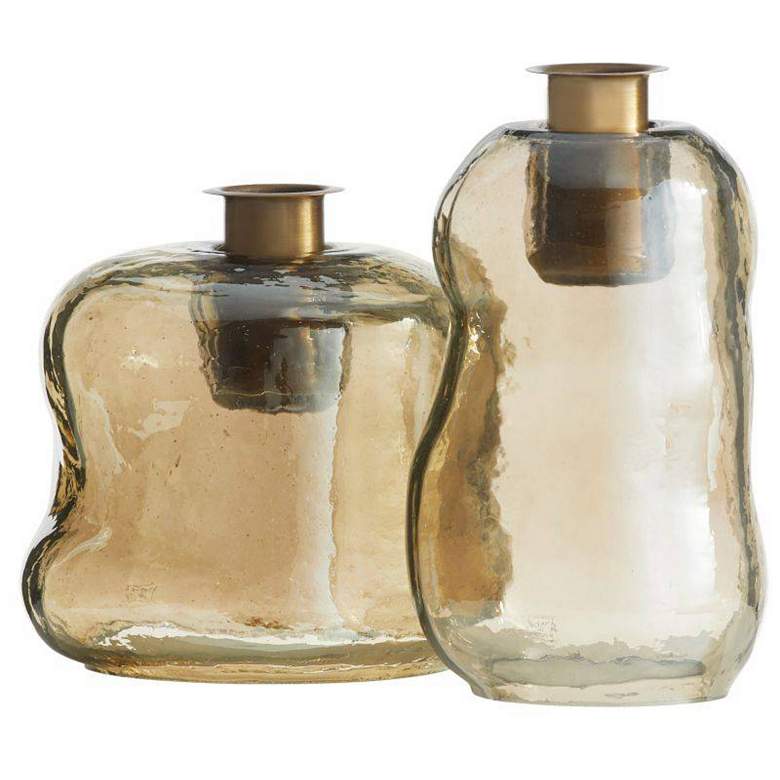 Image 1 Arteriors Hughes Candleholders, Set of 2 Smoke Luster Gold Gray