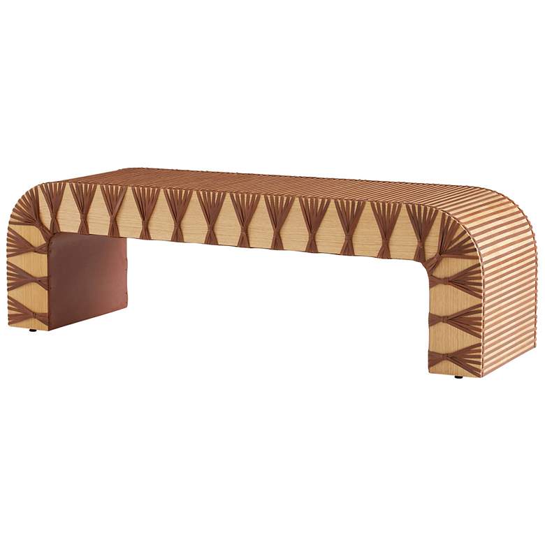 Image 2 Arteriors Hutchins Bench Deep Russet Leather more views