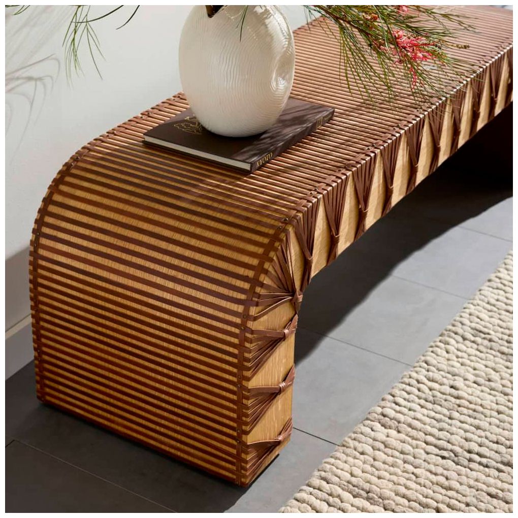 Arteriors Hutchins Bench Deep Russet Leather