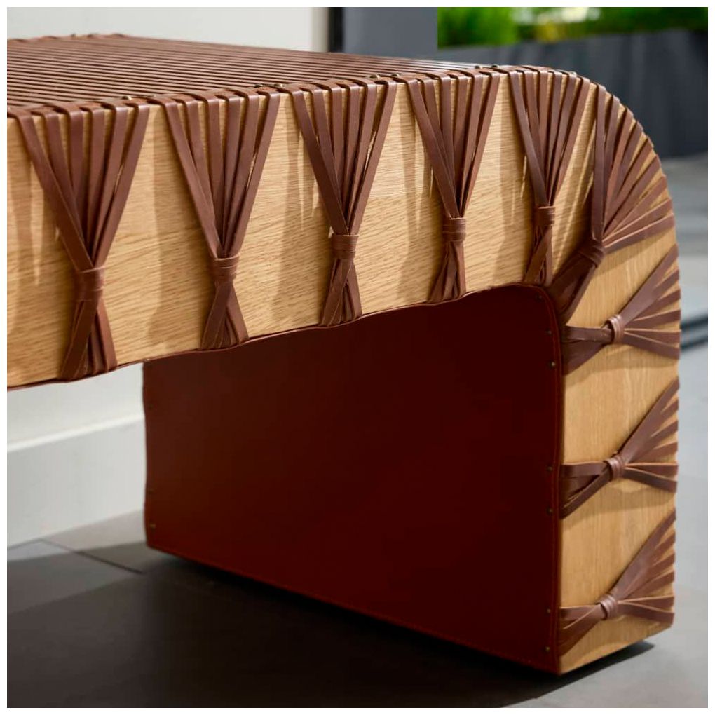 Arteriors Hutchins Bench Deep Russet Leather