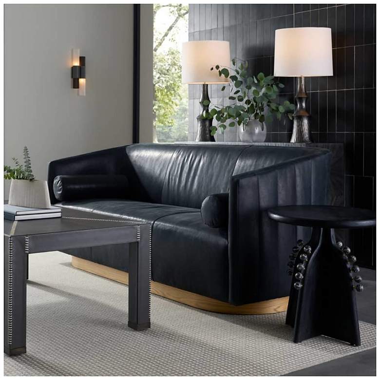 Image 6 Arteriors Huxley Sofa Noir Leather White Oyster Noir Leather more views