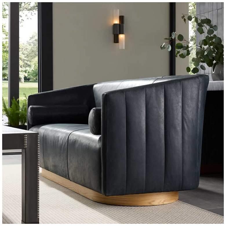 Image 7 Arteriors Huxley Sofa Noir Leather White Oyster Noir Leather more views