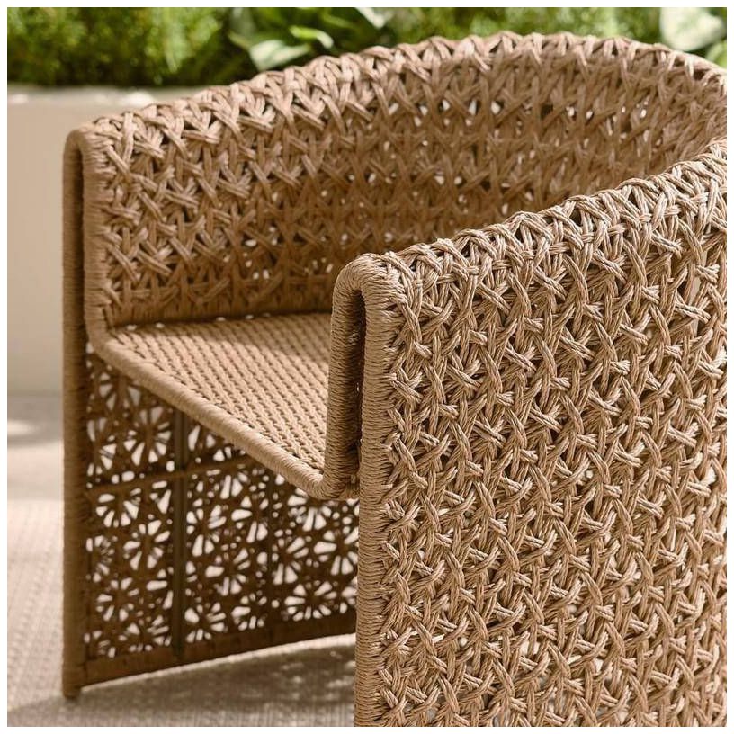 Arteriors Iggy Outdoor Chair Tan Crisscross Rattan