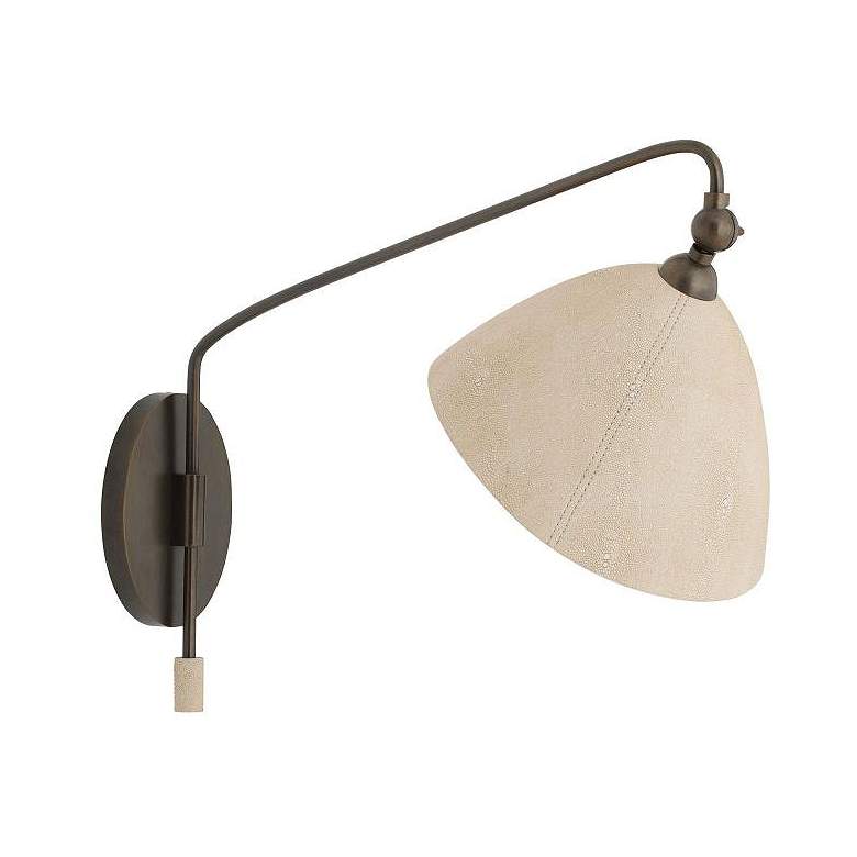 Image 1 Arteriors Inlet Ivory Faux Shagreen Leather Sconce 15.5" English Bronze
