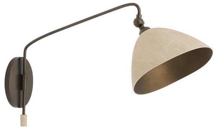 Image 3 Arteriors Inlet Ivory Faux Shagreen Leather Sconce 15.5" English Bronze more views