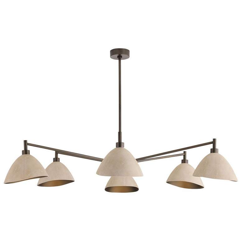 Image 1 Arteriors Inlet vory Faux Shagreen Leather Chandelier 53" English Bronze