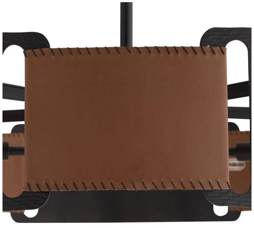 Image 5 Arteriors Ivan Leather Brown Chandelier 36.5" Blackened Iron more views