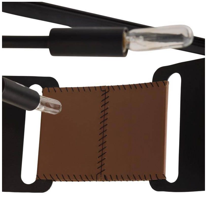 Arteriors Ivan Leather Brown Chandelier 36.5" Blackened Iron