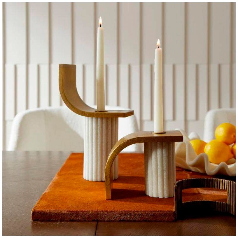 Arteriors Ivanna Ricestone Candleholders Set of 2 Ivory