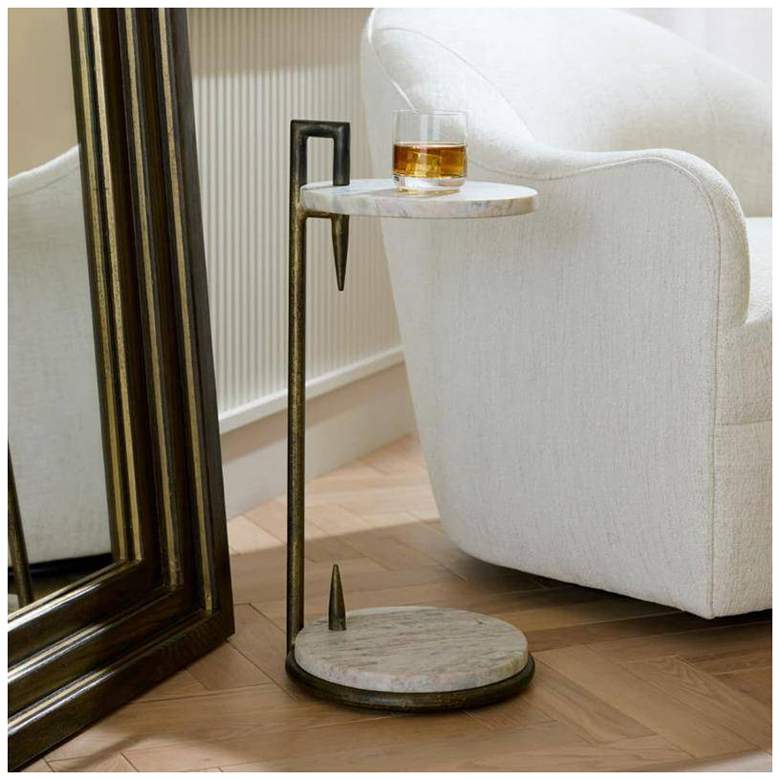 Image 1 Arteriors Ivetta Toronto Marble Drink Table Natural Iron