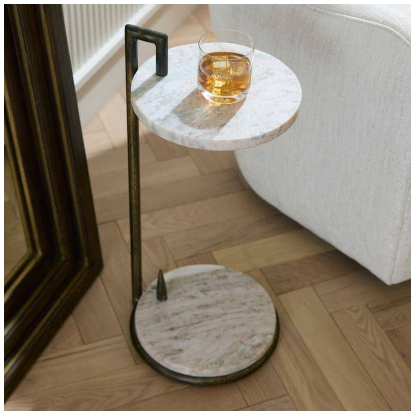 Arteriors Ivetta Toronto Marble Drink Table Natural Iron