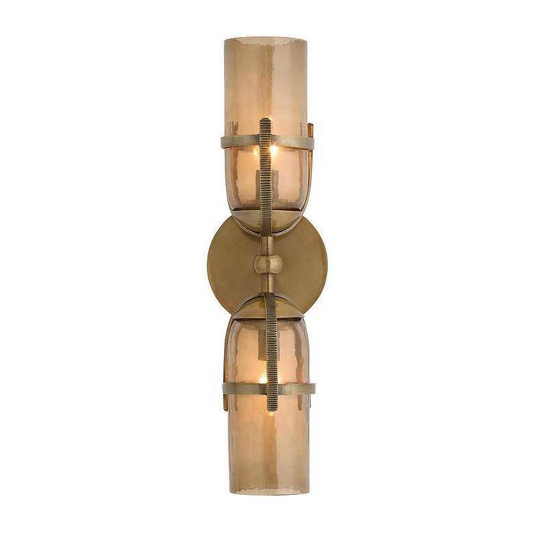 Image 3 Arteriors Jacobson Hammered Smoke Glass Sconce 18" Antique Brass more views