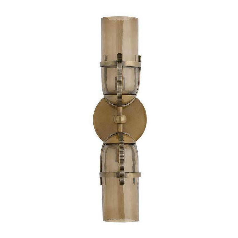 Image 4 Arteriors Jacobson Hammered Smoke Glass Sconce 18" Antique Brass more views