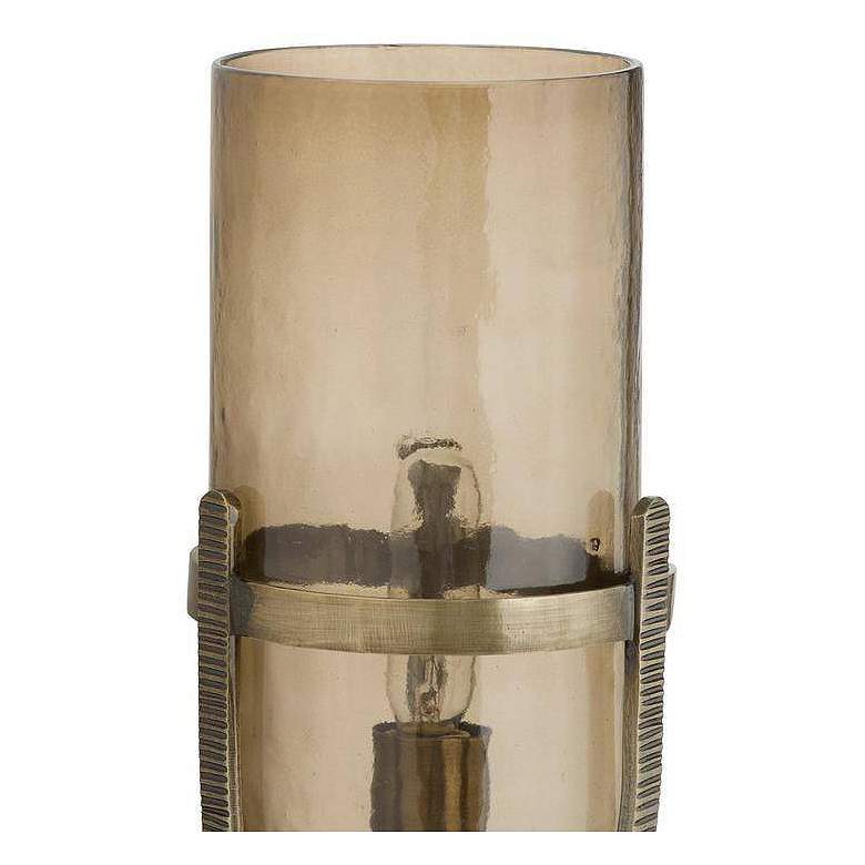 Image 7 Arteriors Jacobson Hammered Smoke Glass Sconce 18" Antique Brass more views