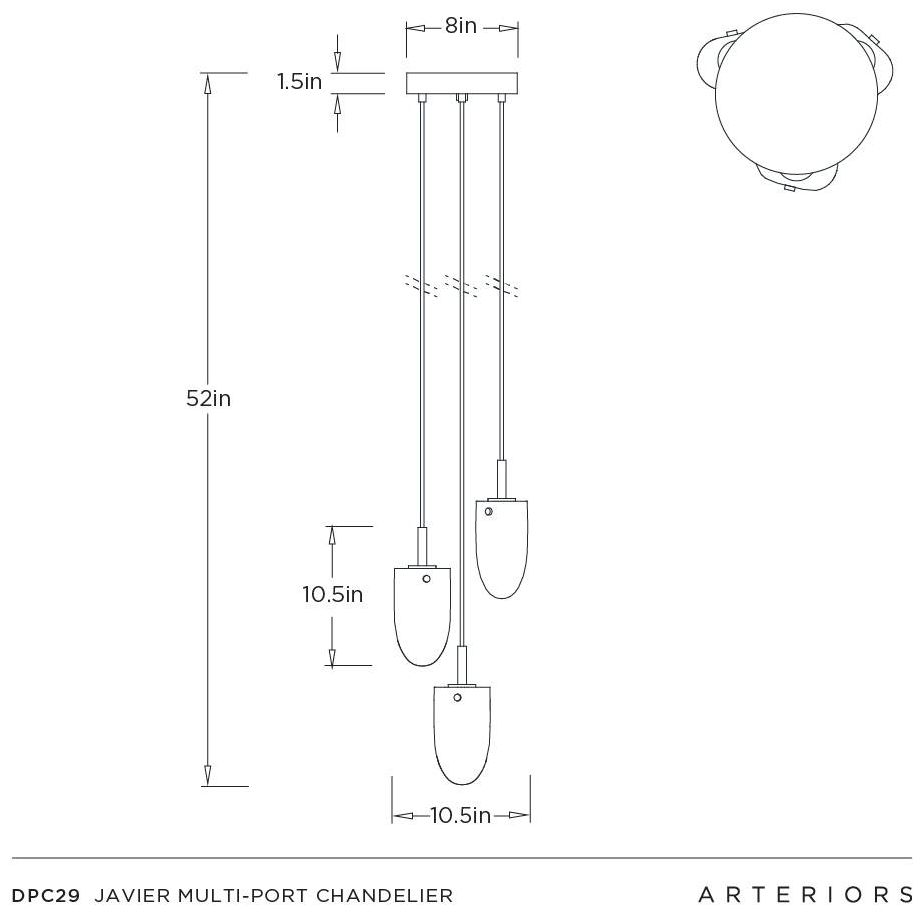 Image 7 Arteriors Javier Multi Port Chandelier 10.5" Champagne more views